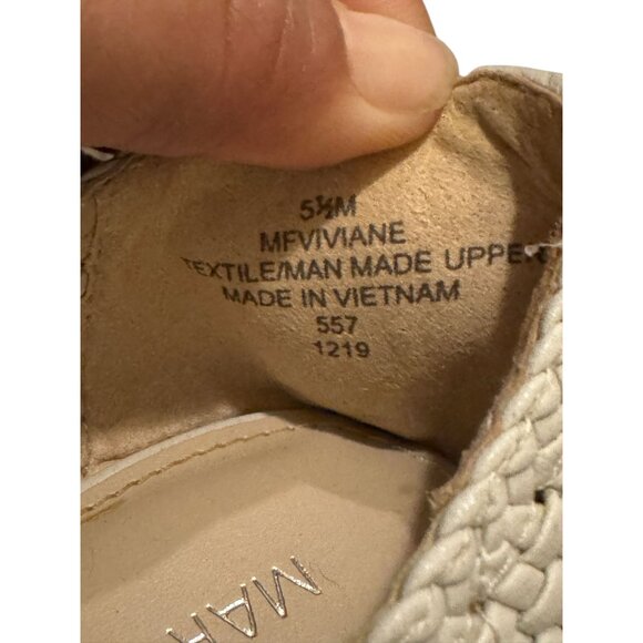 Nordstrom Marc Fisher Bone "Viviane" Woven Pointed Toe Block Heel Pumps Size 5.5 - Picture 8 of 9